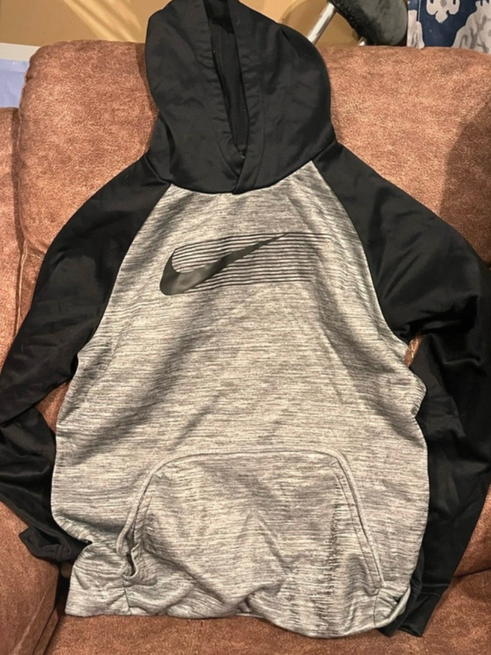 Nike Black and Gray Boys Hoodie Sweatshirt